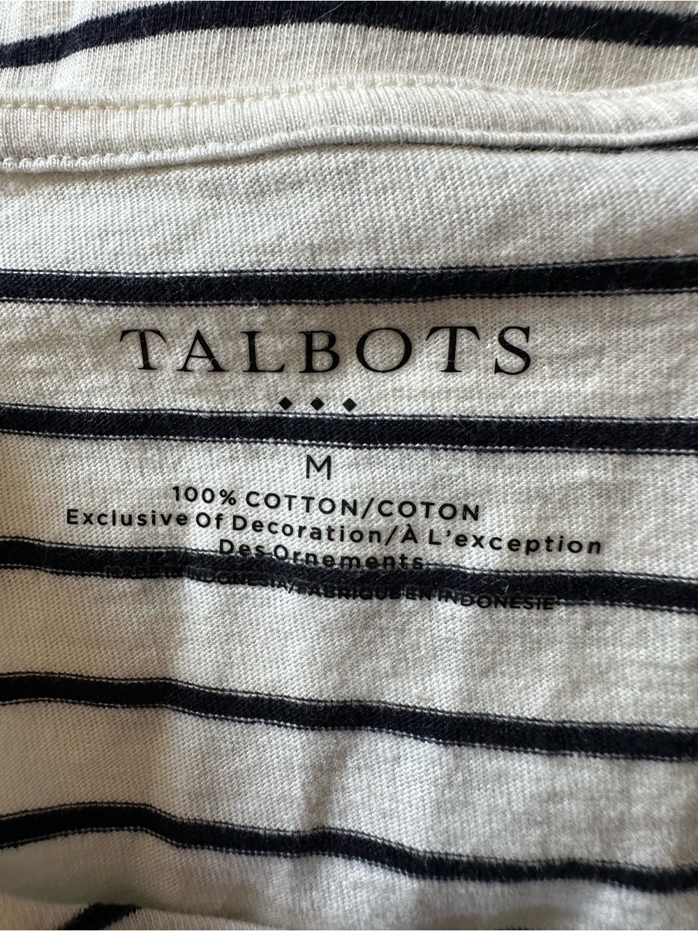 Talbots Holly Berry Holiday Striped Cotton Tee Sz M - Picture 4 of 5